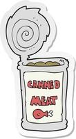 sticker of a cartoon canned meat vector