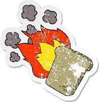 retro distressed sticker of a cartoon burnt toast vector