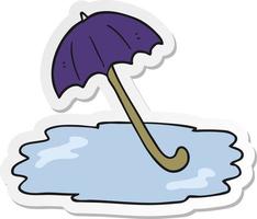 sticker of a cartoon wet umbrella vector