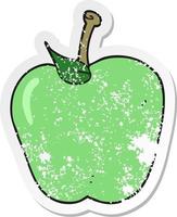 retro distressed sticker of a cartoon apple vector