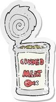 retro distressed sticker of a cartoon canned meat vector