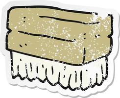 retro distressed sticker of a cartoon scrubbing brush vector