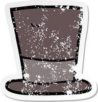 retro distressed sticker of a cartoon top hat vector