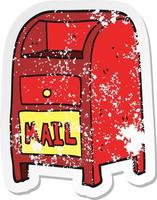 retro distressed sticker of a cartoon mail box vector