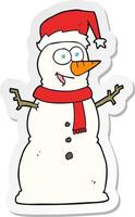 sticker of a cartoon snowman vector