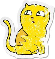 retro distressed sticker of a cartoon cat vector