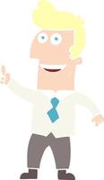 ilustración de color plano de un hombre de negocios de dibujos animados señalando vector