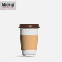 White plastic disposable cup with lid for cold beverage - soda, ice tea or coffee, cocktail, milkshake, juice. 450 ml. Realistic packaging mockup template. 3d illustration photo