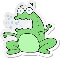 sticker of a cartoon burping frog vector