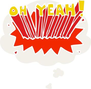 cartoon text Oh Yeah and thought bubble in retro style vector
