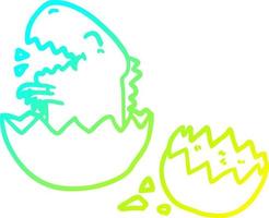 dibujo de línea de gradiente frío dinosaurio saliendo del huevo vector