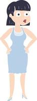 flat color illustration of a cartoon woman with hands on hips vector