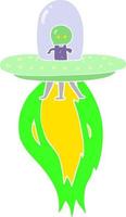 flat color illustration of a cartoon flying saucer vector
