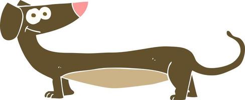 flat color illustration of a cartoon dachshund vector