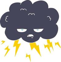 flat color illustration of a cartoon thundercloud vector