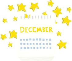 flat color illustration of a cartoon calendar showing month of December vector