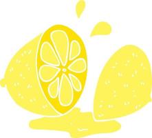 flat color illustration of a cartoon cut lemon vector