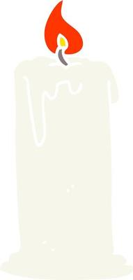 flat color illustration of a cartoon burning candle