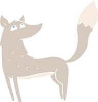 ilustración de color plano de un lobo de dibujos animados vector