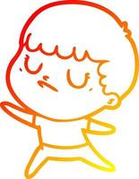 warm gradient line drawing cartoon grumpy boy vector