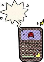 cartoon calculator and speech bubble in comic book style vector