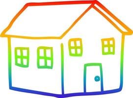 casa de dibujos animados de dibujo de línea de gradiente de arco iris vector