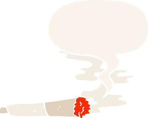 cartoon cigarette and speech bubble in retro style