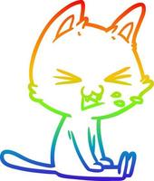 arco iris gradiente línea dibujo dibujos animados gato sentado silbido vector