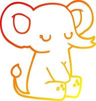 warm gradient line drawing cartoon elephant vector