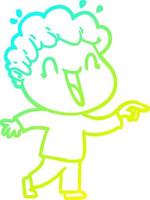 cold gradient line drawing cartoon happy man vector