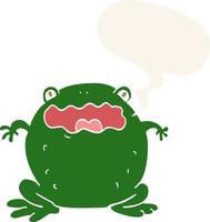 cartoon toad and speech bubble in retro style vector