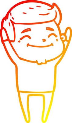 warm gradient line drawing happy cartoon man