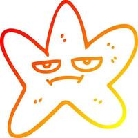 warm gradient line drawing cartoon star fish vector