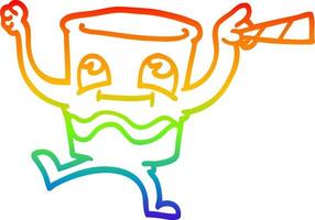 vaso de whisky de dibujos animados de dibujo de línea de gradiente de arco iris vector