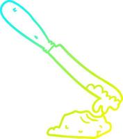 cold gradient line drawing cartoon knife spreading butter vector