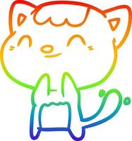 rainbow gradient line drawing cute happy little cat vector