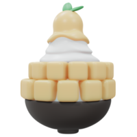 mangue bingsu avec crème glacée rendu 3d png