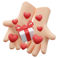 Hand Holding gift isolated on background 3d render png