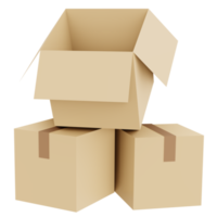 Box package icon shipping 3d render isolated on background png