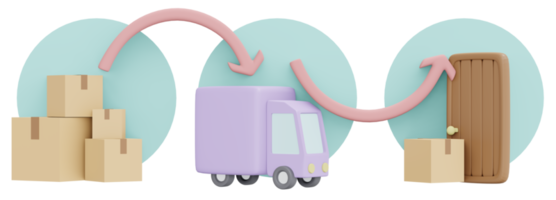 Step of shipping service icon 3d render isolated on background png