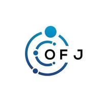 OFJ letter technology logo design on white background. OFJ creative initials letter IT logo concept. OFJ letter design. vector