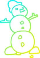 cold gradient line drawing cartoon traditional snowman vector