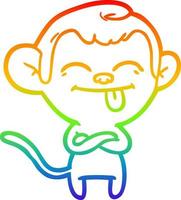 rainbow gradient line drawing funny cartoon monkey vector