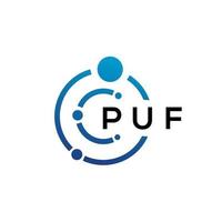 diseño de logotipo de tecnología de letras puf sobre fondo blanco. Puf letras iniciales creativas concepto de logotipo. diseño de letras puf. vector