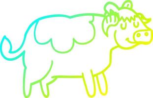 cold gradient line drawing cartoon cow vector