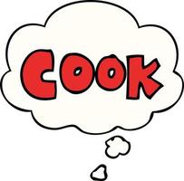 cartoon word cook and thought bubble vector