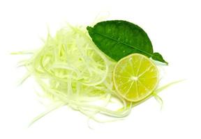 papaya slice and lemon isolated on white background photo