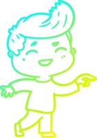 cold gradient line drawing cartoon man laughing vector