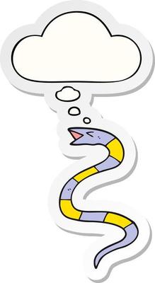 cartoon snake and thought bubble as a printed sticker