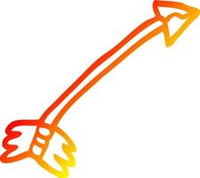 warm gradient line drawing cartoon flying arrow vector